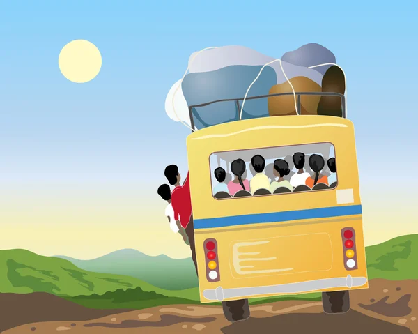Indiano autobus viaggi — Vettoriale Stock