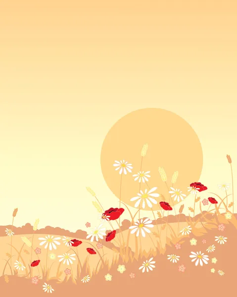 Květy a slunce — Stockový vektor