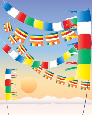 Buddhist prayer flags clipart