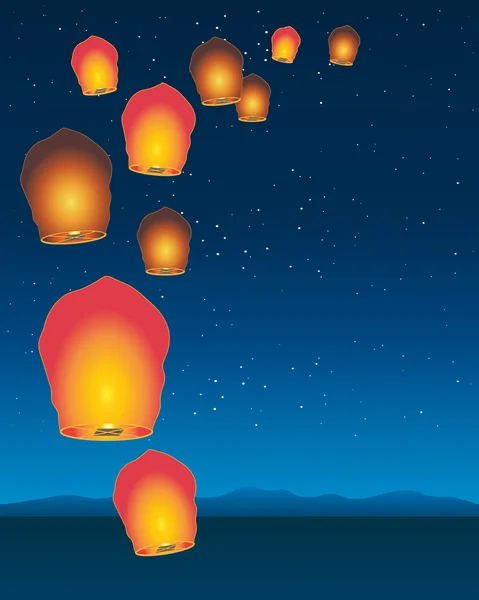 Sky lanterns — Stock Vector