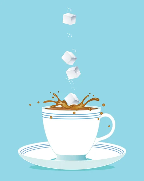 Cube de sucre et thé — Image vectorielle