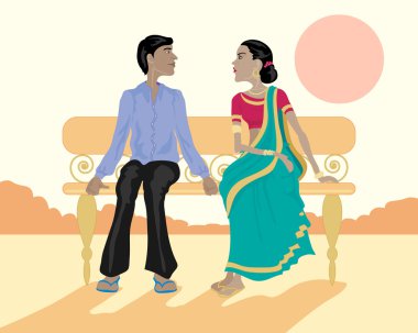 Asian couple clipart