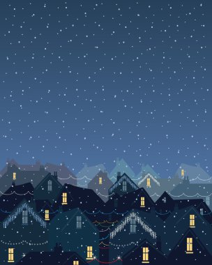 Christmas lights in the city clipart