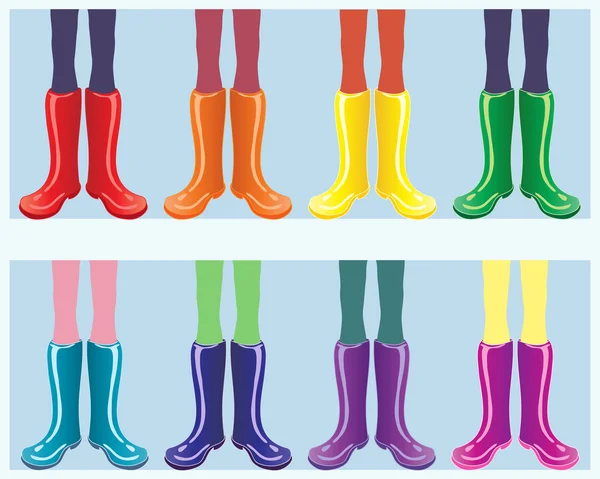 Rainbow boots — Stock Vector