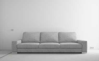 Modern sofa in empty room clipart