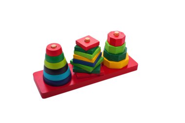 Children's color wooden geometrical figures