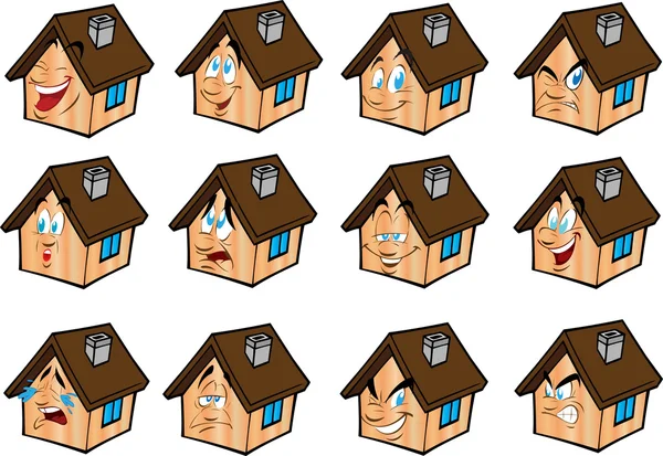 Set vector illustrations little house — Stock Vector