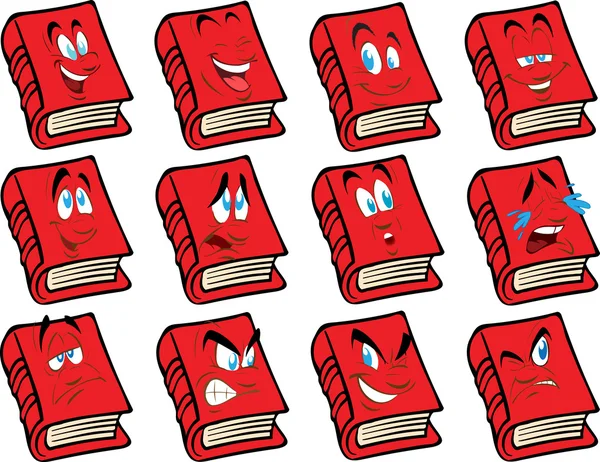 Vector libro rojo con la cara — Archivo Imágenes Vectoriales