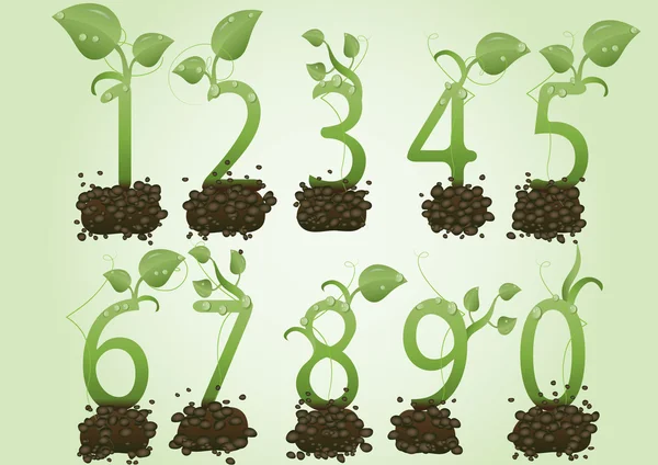Vektoros illusztráció egy sor számok formájában a zöld hajtás — Stock Vector