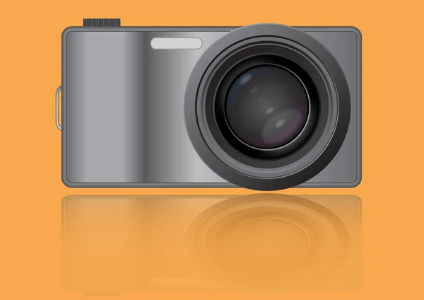 Vector of the digital camera with the big lens — Stock Vector
