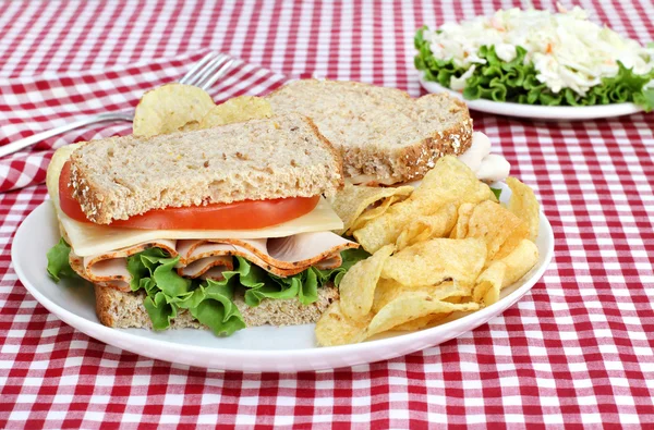 A teljes kiőrlésű kenyér egészséges Törökország sandwich — Stock Fotó