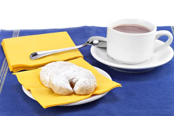 Mexican Wedding Cookies and Hot Chocolate — Stock Photo, Image