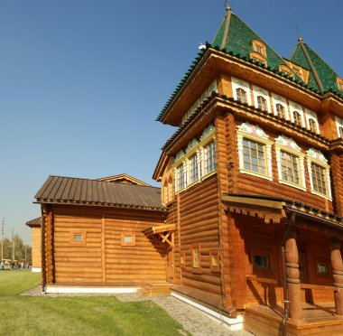 Palazzo di legno in .moscow di kolomenskoe (panorama), russia