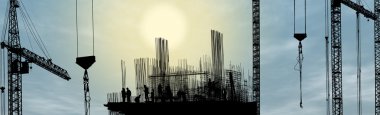 Silhouette of construction worker clipart