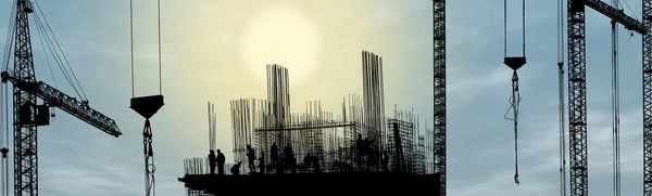 Silhouette of construction worker — Stock Photo, Image