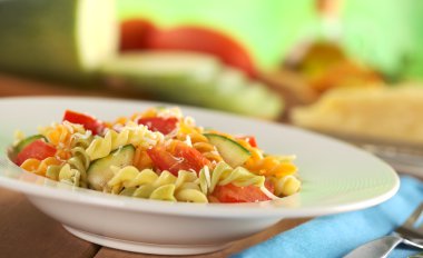 Fusilli with Tomato, Zucchini and Cheese clipart