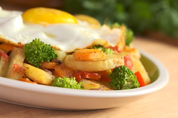 Fried Vegetables with Fried Egg — Stock Photo, Image