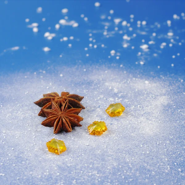 Star Anise with Yellow Stones — Stock Photo, Image