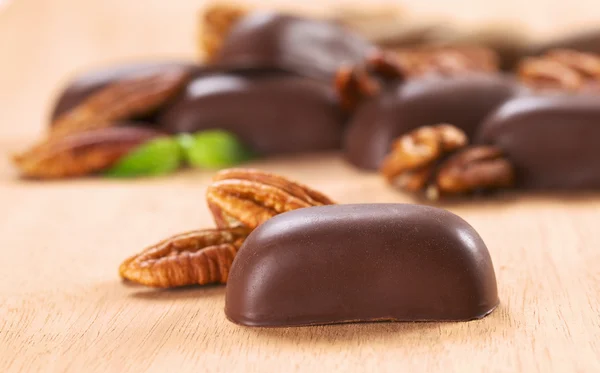 Chocolate Candy with Pecan Nut — Stock Photo, Image