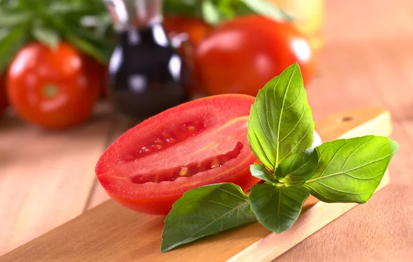 Albahaca fresca con tomate —  Fotos de Stock