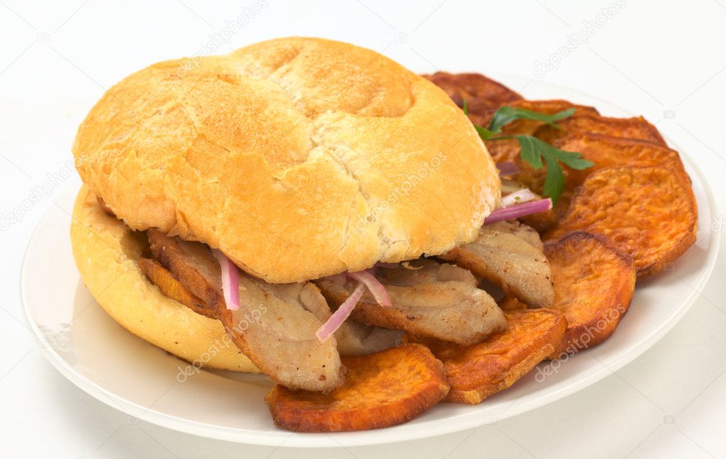 Peruvian Sandwich Called Pan con Chicharron — Stock Photo © ildi_papp ...