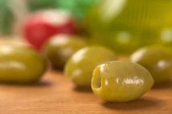 Green Olive and Olive Oil — Stock Photo, Image