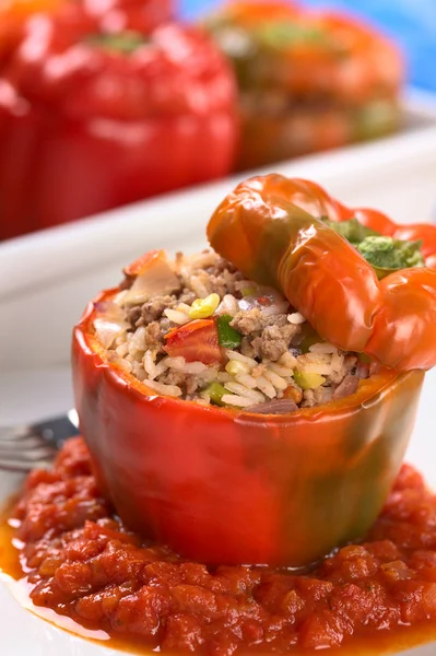Baked Stuffed Red Bell Pepper — Stock Photo, Image