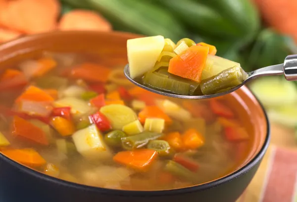 Sopa de verduras frescas — Foto de Stock