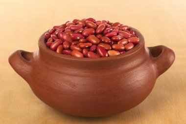 Raw Red Kidney Beans in Rustic Bowl clipart