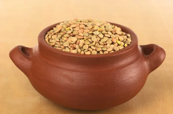 stock image Raw Dried Lentils in Rustic Bowl