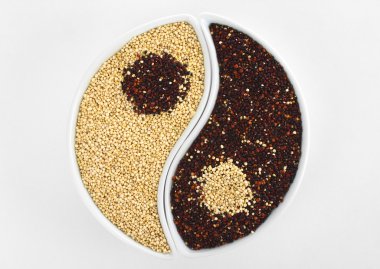 Yin and Yang Symbol Made of Red and White Quinoa clipart