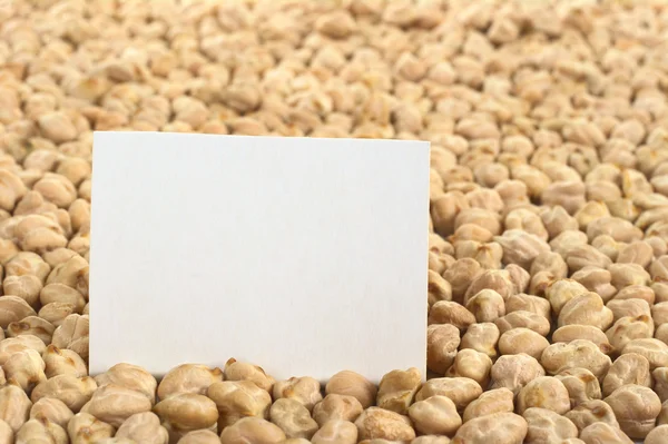 Raw White Chickpeas with a Blank Card — Stock Photo, Image