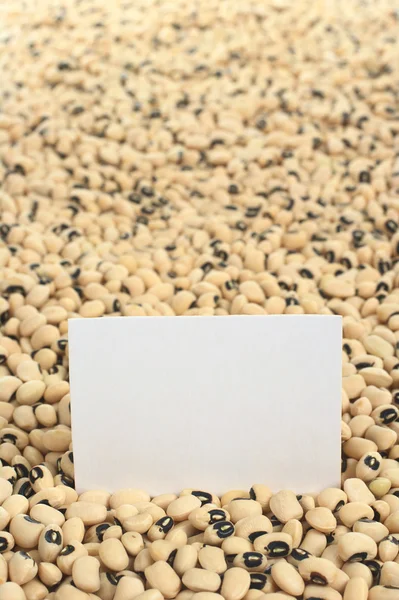 Raw Black-Eyed Peas with Blank Card — Stock Photo, Image