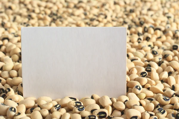 Rå black-eyed peas med tomma kort — Stockfoto