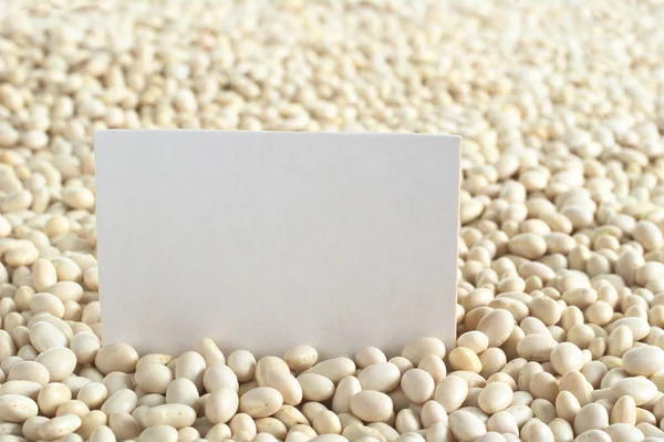 Syrové fazole s prázdnou kartou — Stock fotografie