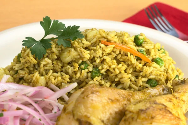 Perulu çanak arroz con pollo denir — Stok fotoğraf