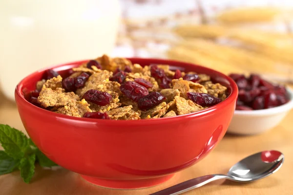Wholewheat Cereal with Dried Cranberries — Stock Photo, Image