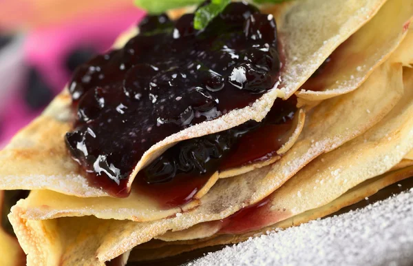 Pancake Filled with Blueberry Jam — Stock Photo, Image