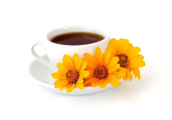 Um café com flores — Fotografia de Stock