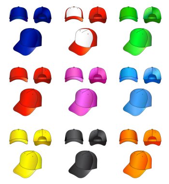 Multicolored caps vector illustration clipart