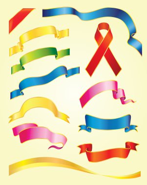 Set of vector multicolored ribbons clipart