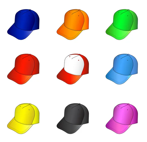 Multicolor caps ilustração vetorial — Vetor de Stock