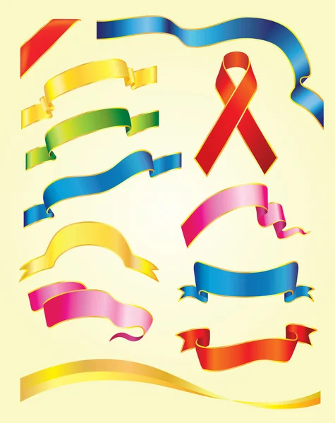 Set of vector multicolored ribbons — Stock Vector