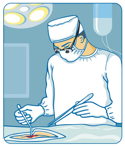 Ilustracja wektorowa chirurga w serwerowni. — Wektor stockowy