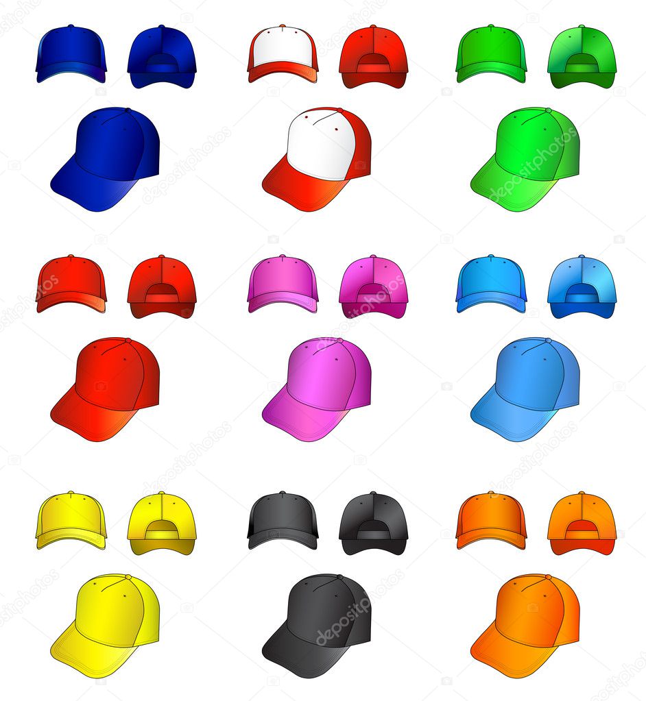 Multicolored caps vector illustration