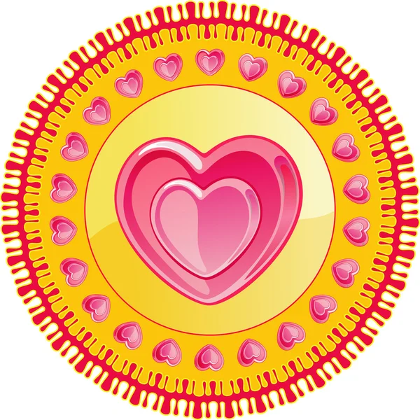 Decoración amarillo-rosado con corazones — Foto de Stock