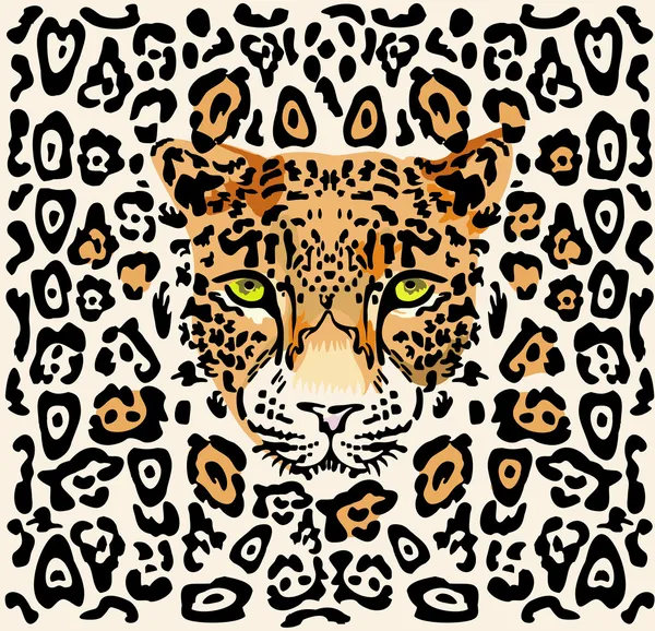 Pattern with a muzzle of a leopard — Stockvector