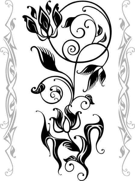 Silueta floral abstracta, elemento de diseño — Archivo Imágenes Vectoriales