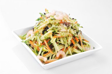 Asian salad served on plate isolated on white clipart