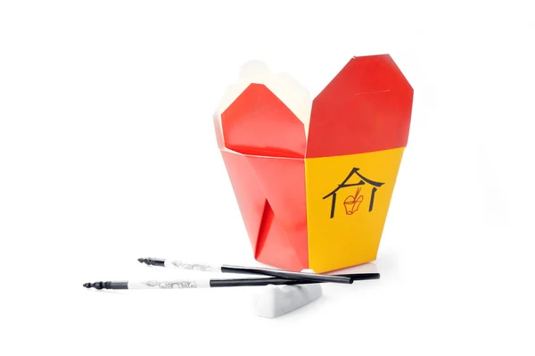 stock image Asian fast food boxes on white